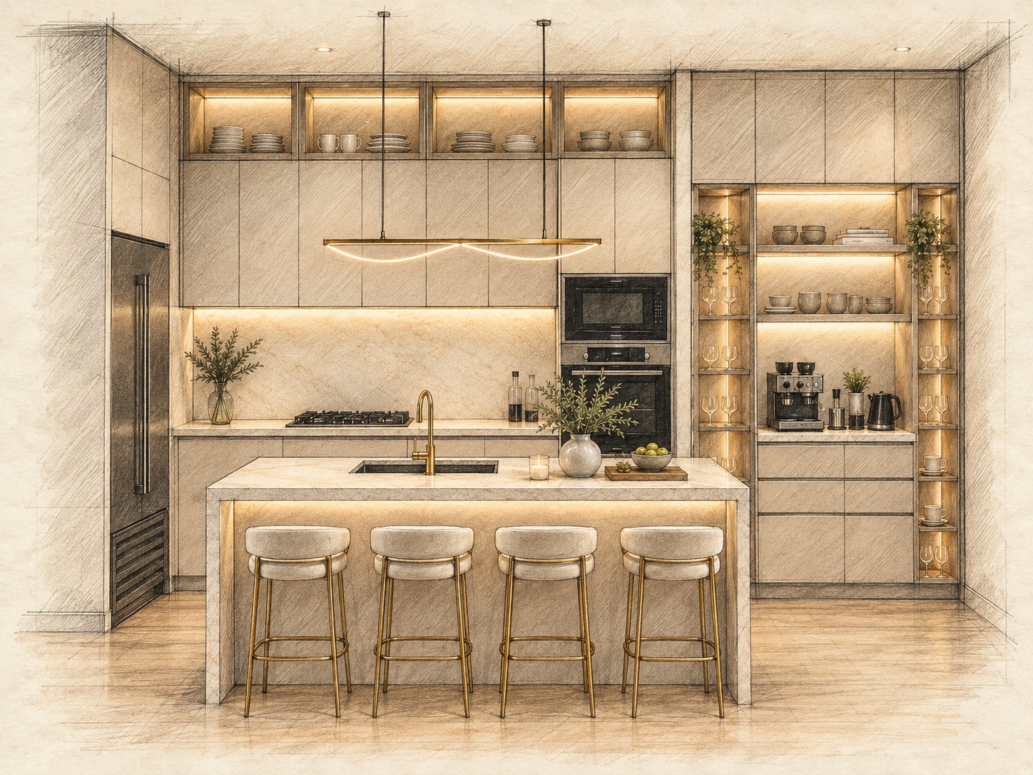 Cocina Alba · estudio ilustrado del diseño