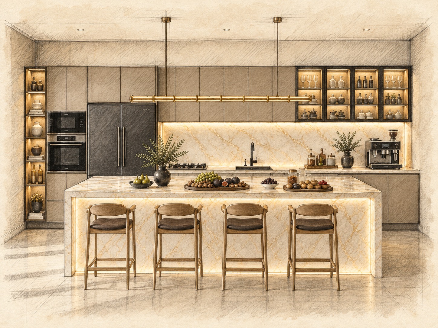 Cocina Áurea · estudio ilustrado del diseño