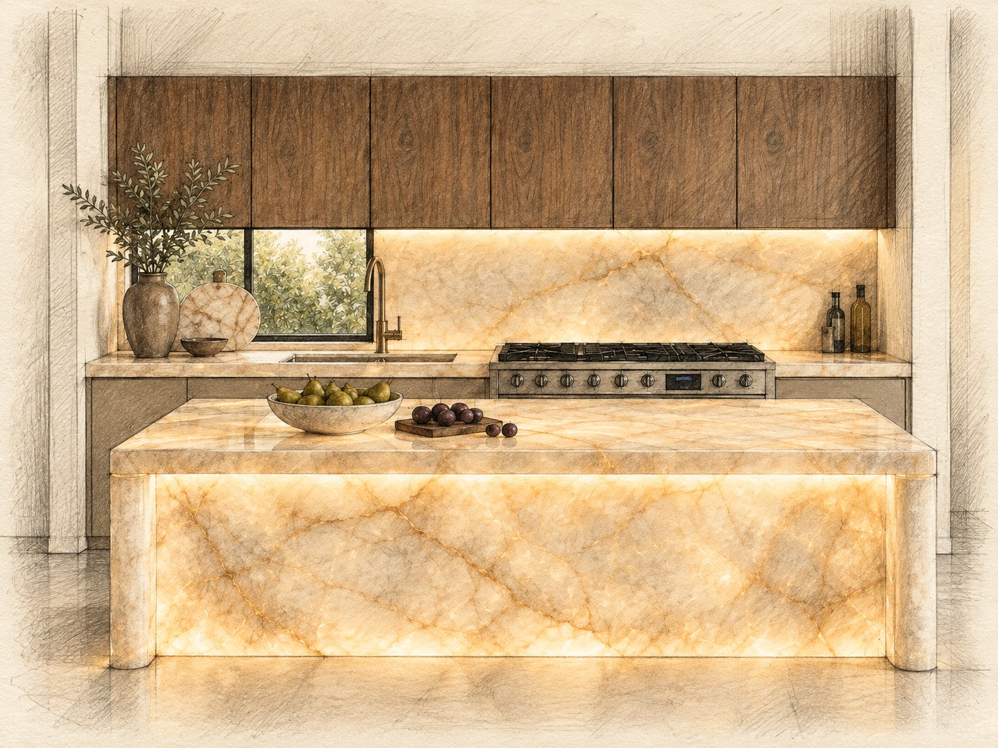 Cocina Ónice · estudio ilustrado del diseño