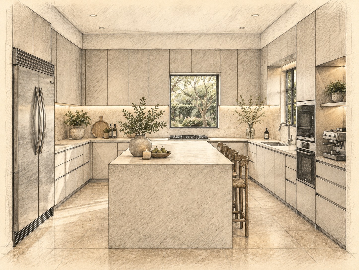 Cocina Patio · estudio ilustrado del diseño