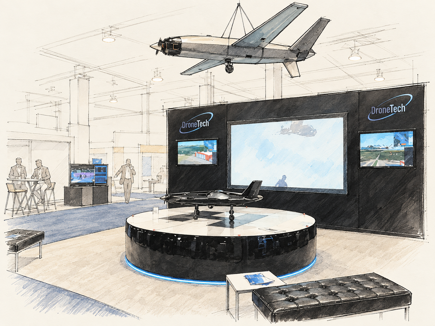 Interpretación ilustrada del stand realizado